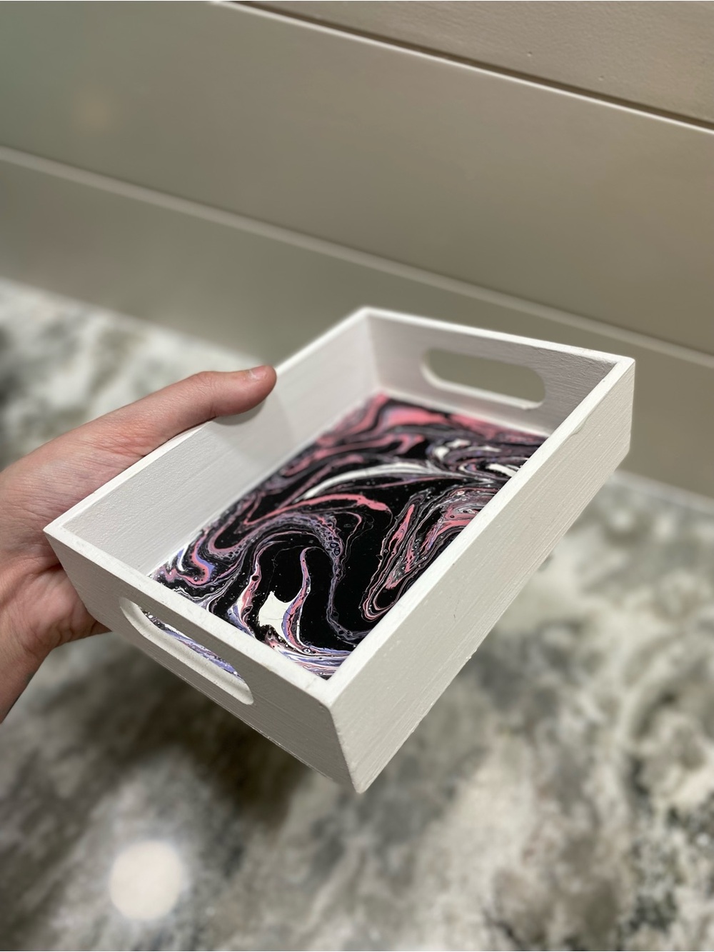 Abstract Swirl Pink Tray - Picture 7 of 10